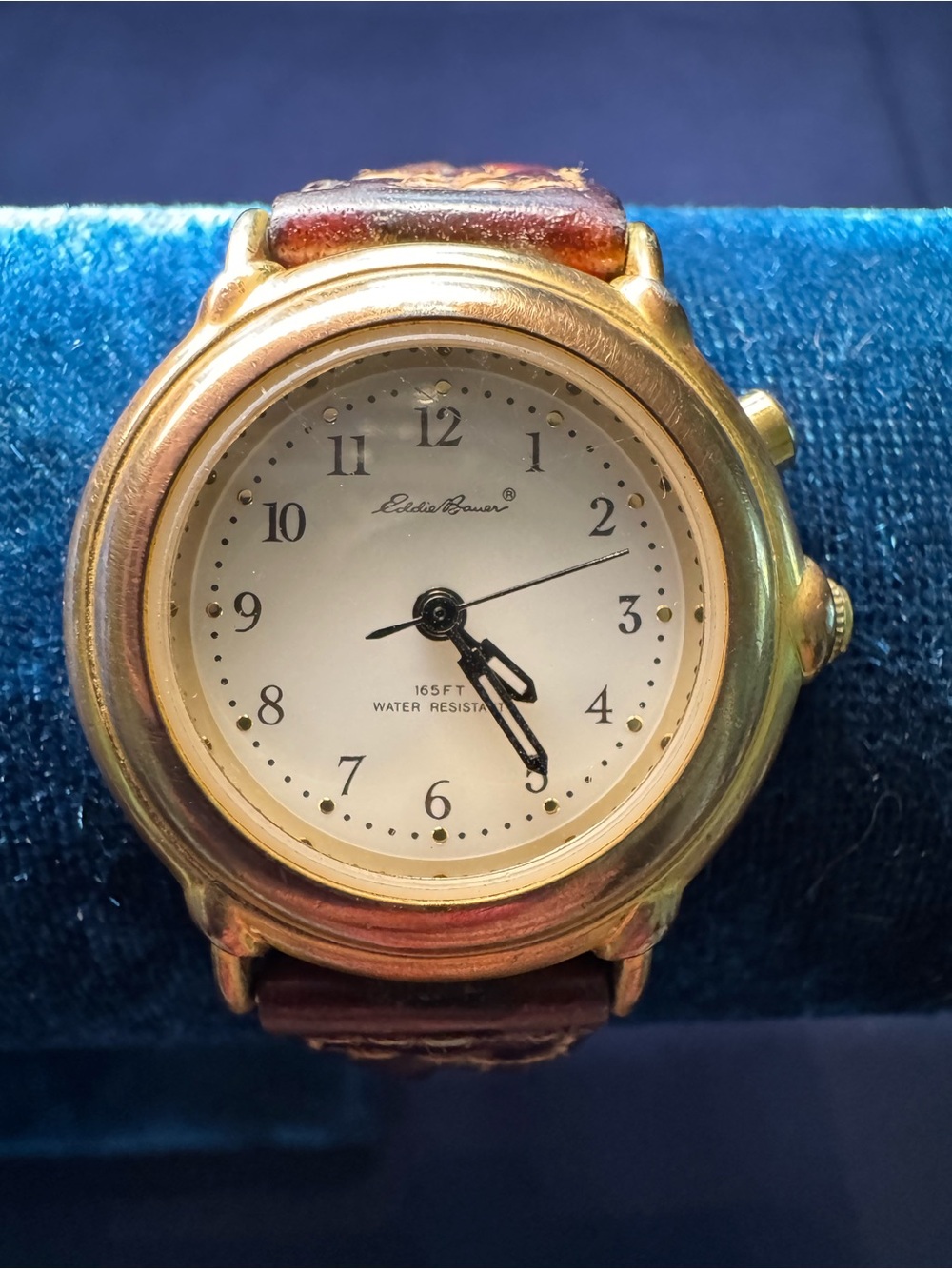 Eddie Bauer Gold-Tone Case Watch with Brown Leather Strap